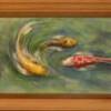 "Koi"
This is a very large piece, all painted on wood. There are many layers in this one which gives it wonderful depth. It's hanging in a bookstore and I can't think of a better place for it!    103" x 23 1/2"